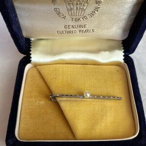 Cultured Pearl and Rhinestone Tie Tack